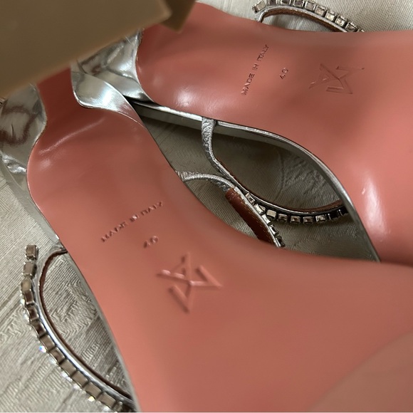 Sexxxxy AMINA MUADDI Gilda crystal-embellished metallic-leather sandals size 40 - Picture 11 of 11